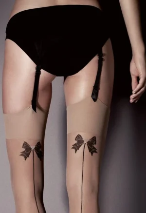 jarretelkousen Lolita-15-DEN-BEIGE-naadkousen met strikje