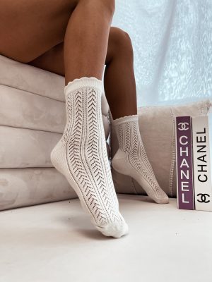 Opengewerkte katoenen sokken - wit