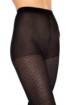 Stippenpanty Drizzle - 50 Den -zwarte netpanty met stippen