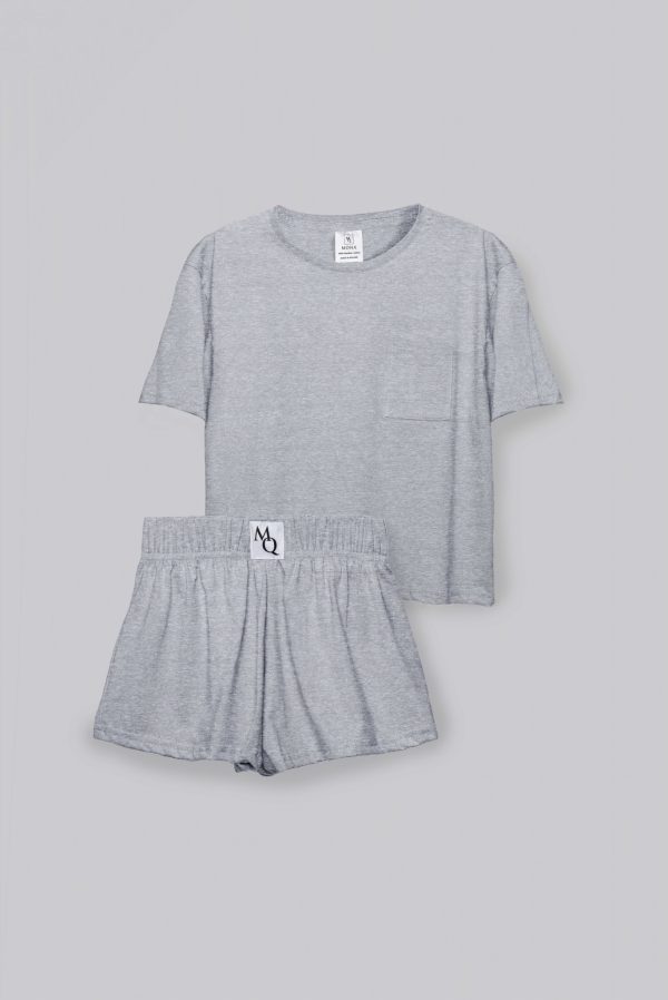 Grijze pyjama korte broek plus size