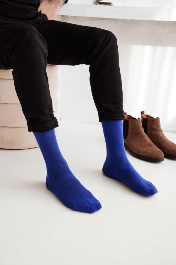 Klassieke Katoenen Herensokken - Blauwe katoenen sokken - korenblauwe katoenen sokken