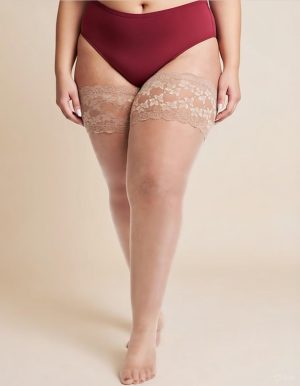 Hold-ups/Stay up kousen - plus size - beige