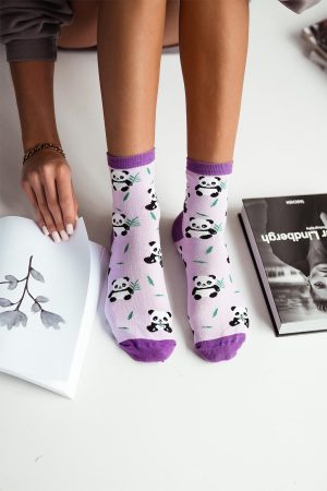 paarse dames sokken met panda motief
