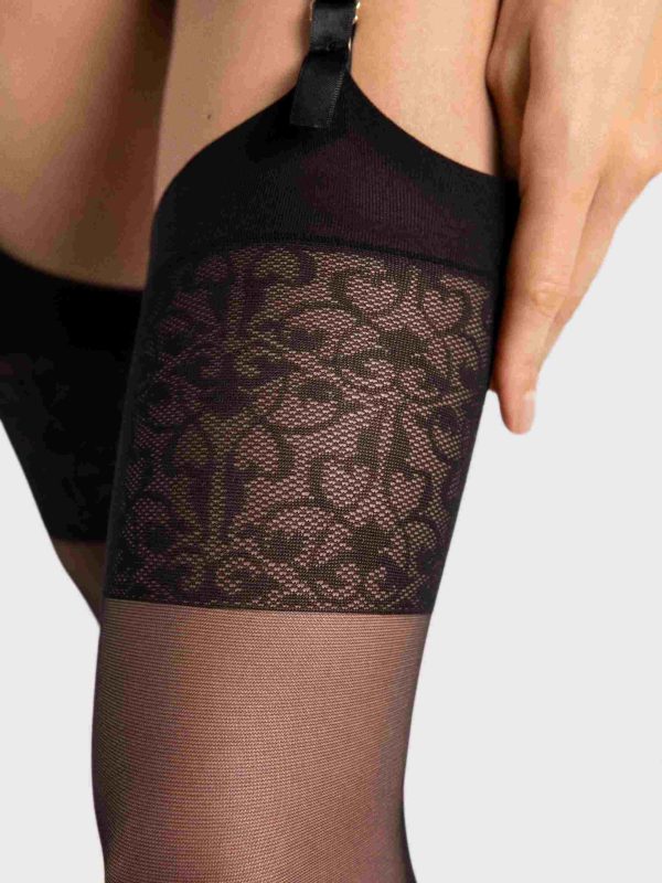 Jarretelkousen Vesper – elegante zwarte naadkousen met kant