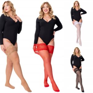 plus size hold-ups-kousen-beige-rood-zwart-wit