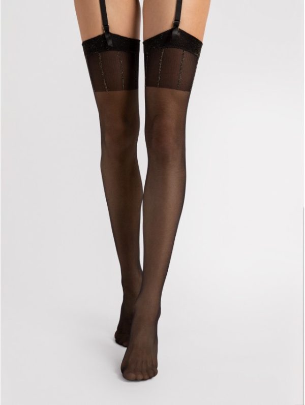Zwarte jarretelkousen met glitterdetails