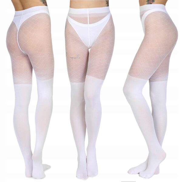 Panty Mia Overknee design 30-60 Den-witte-panty