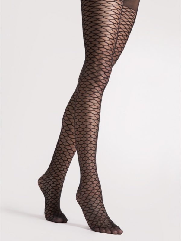 Panty Darla 20 Den – zwarte netpanty met geometrisch patroon